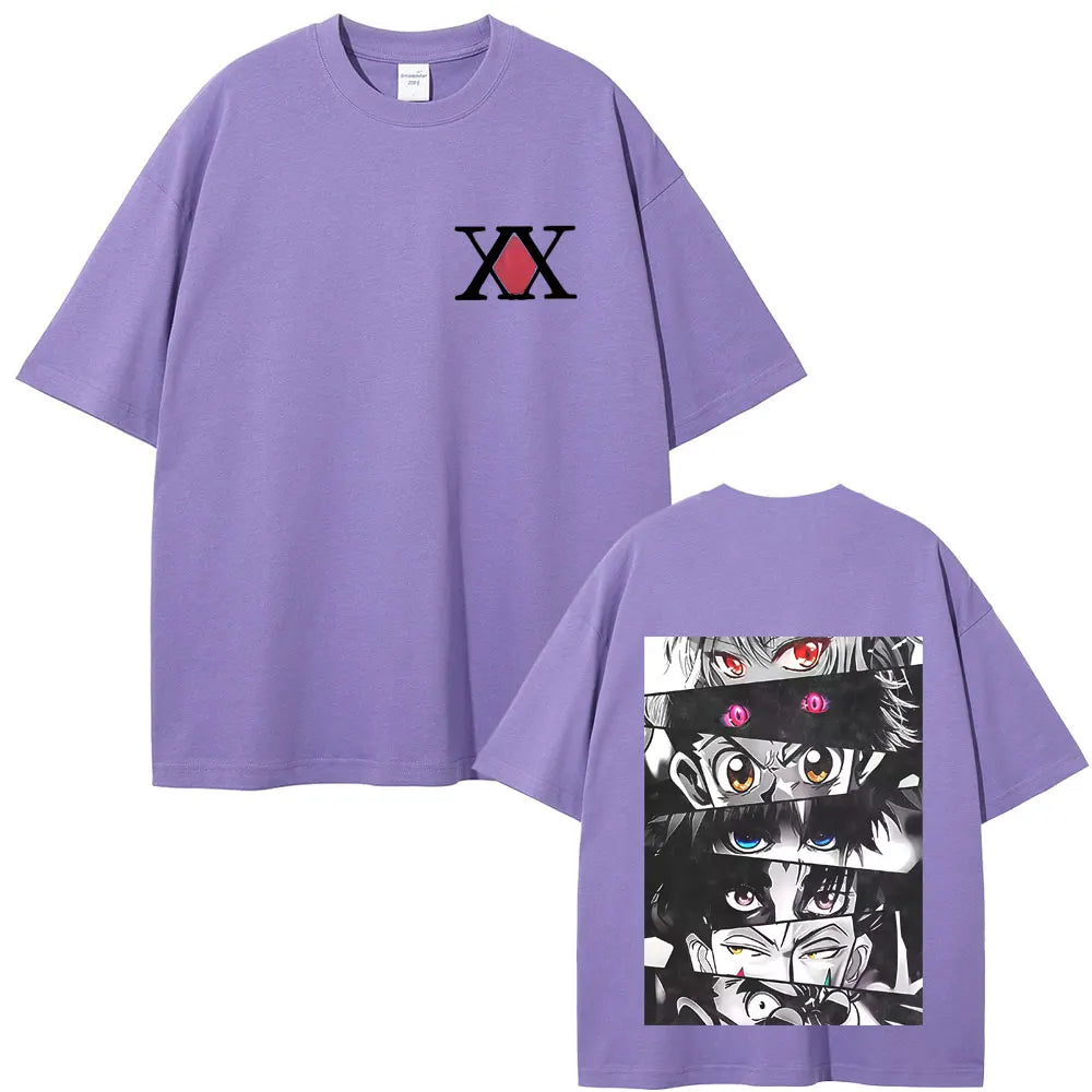 Anime Hunter X Hunter Eyes Graphic T-shirt Men Women High Quality Soft Cotton T Shirts Male Fashion Manga Oversized Streetwear