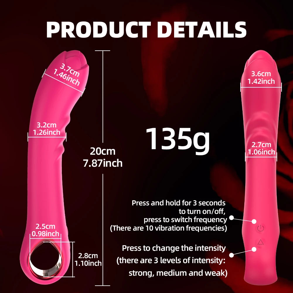 Rose Vibrator Dildo Massager Wand Clitoris Stimulator 10 Frequency Vibrating Penis Adult Women Vagina Massage Female Sex Toy