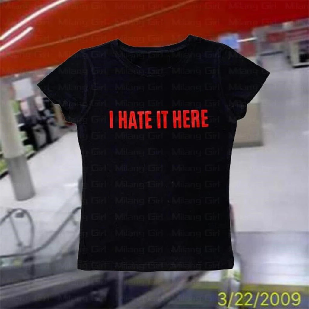Emo Letter Graphic Y2K Baby Tee