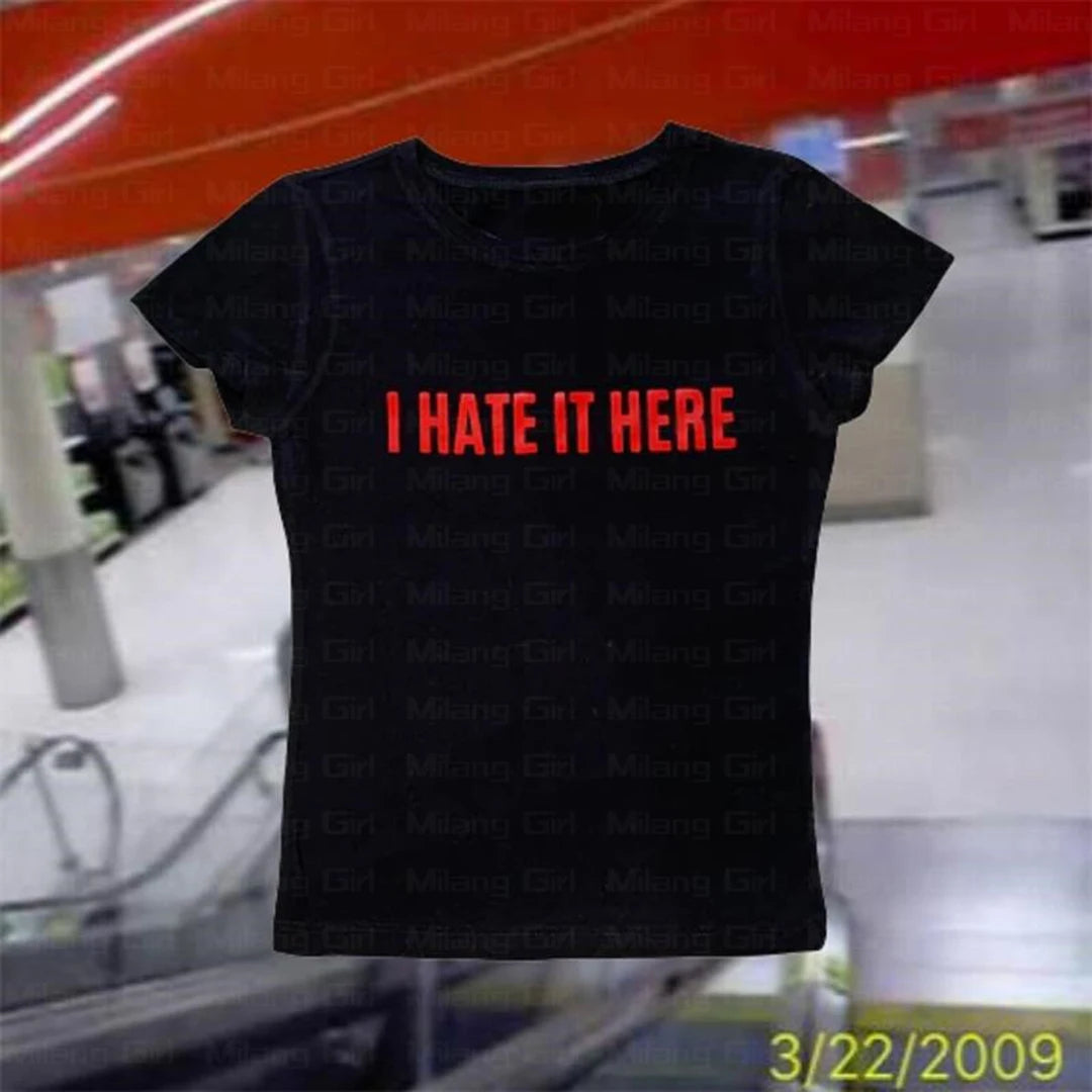 Emo Letter Graphic Y2K Baby Tee
