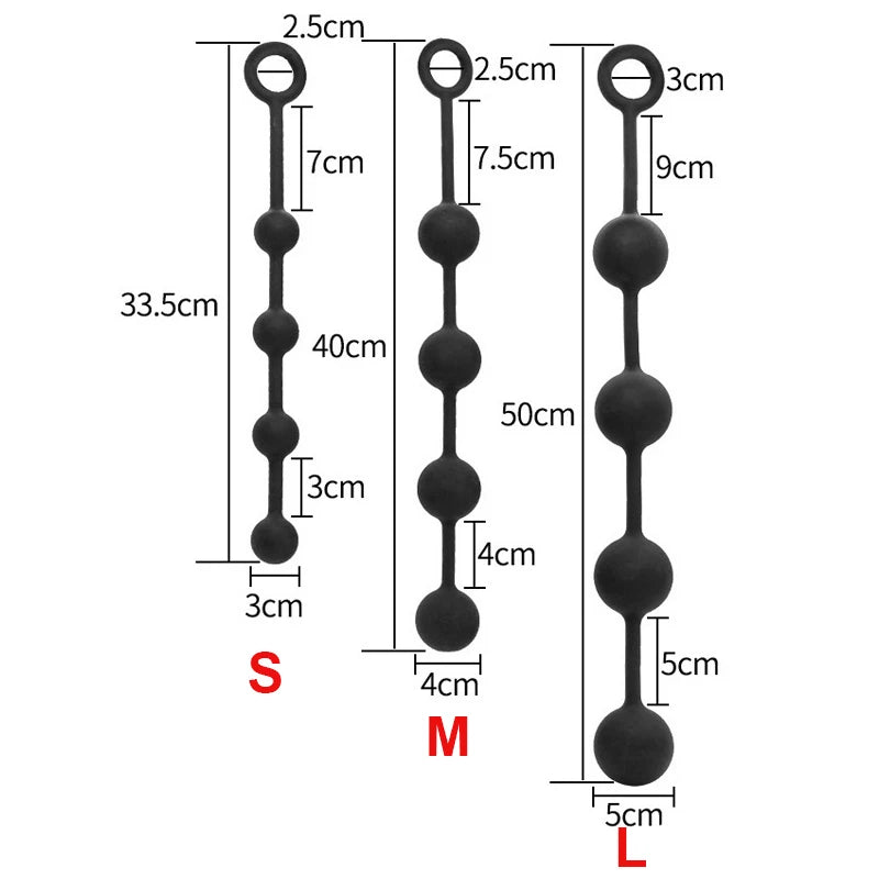 Large Silicone Anal Bead & Plug Set