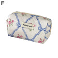 Quilted Bow Floral Makeup Bag