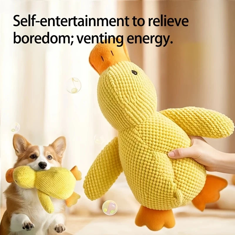 Yellow Duck Plush Squeaky Dog Toy