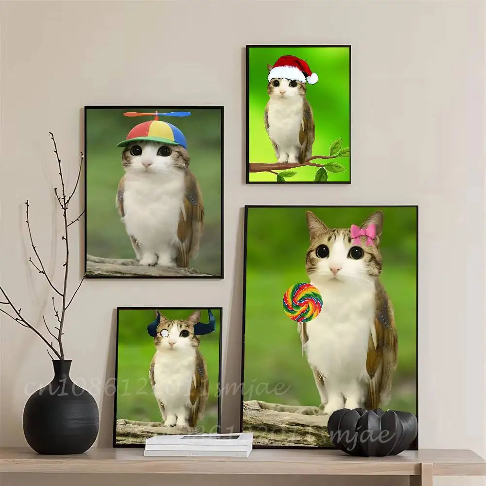 Cute Meowl Meme Waterproof Wall Poster