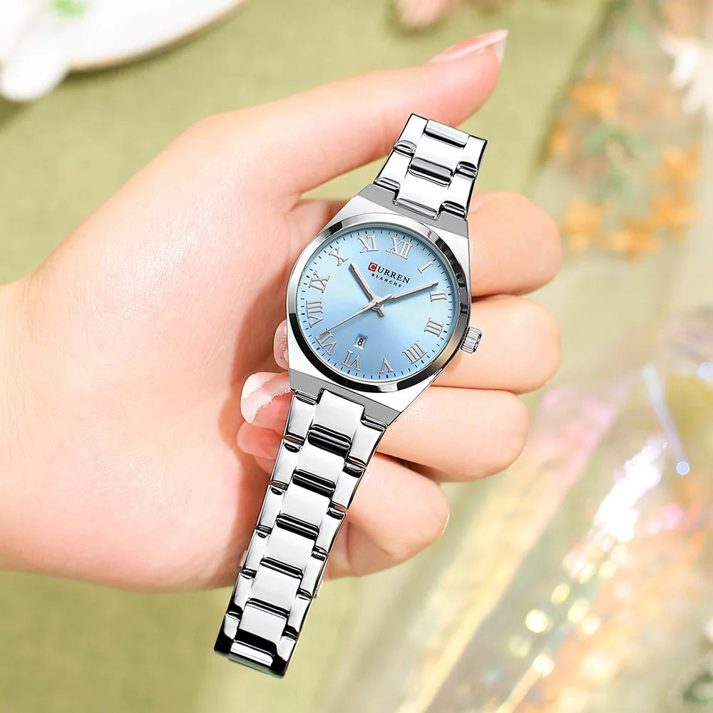Women's Silver Stainless Steel Date Dress Watch