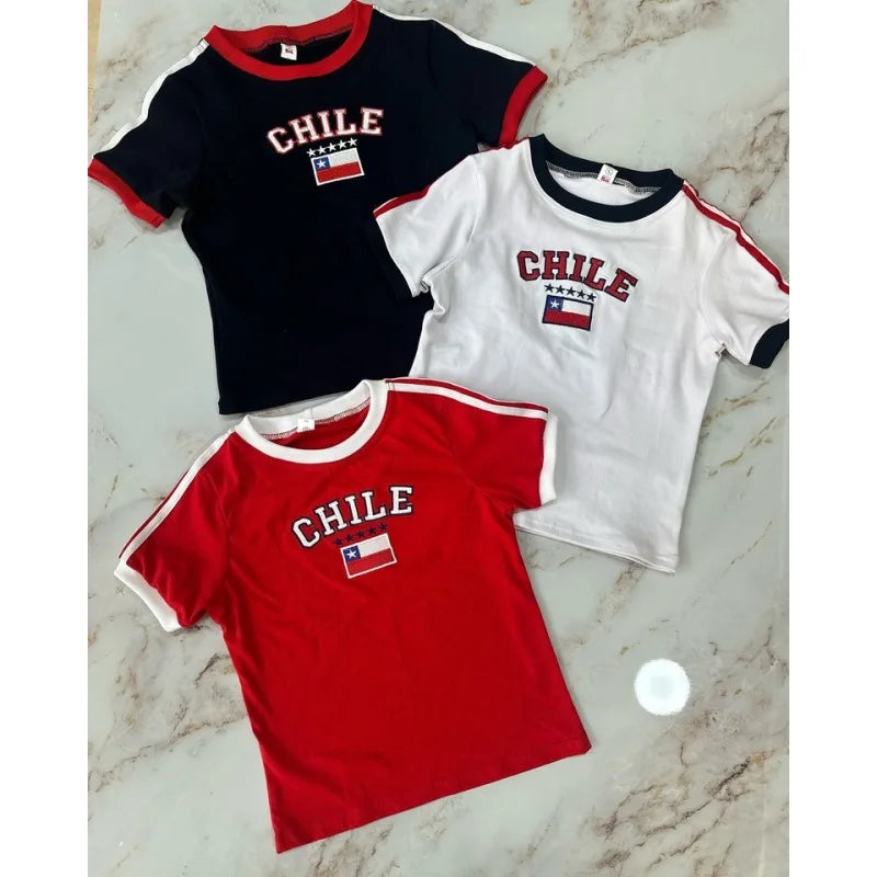 Chile Embroidered Y2K Crop Top