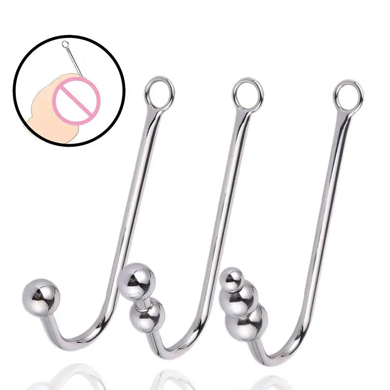 Stainless Steel Anal Hook with Beads