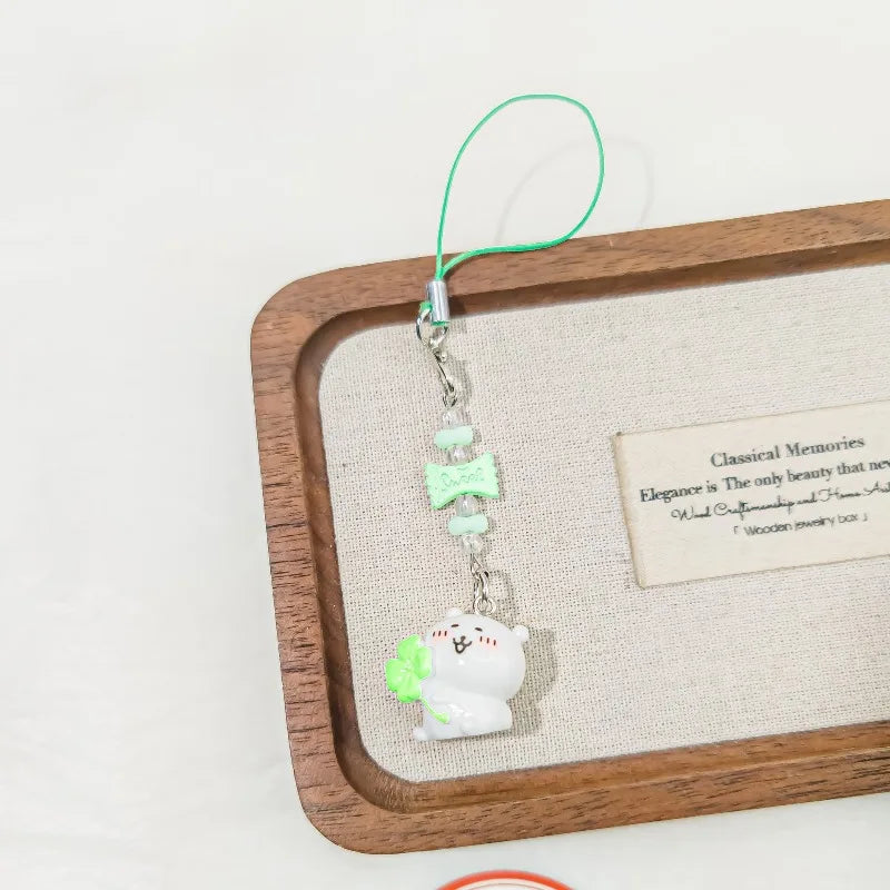 Pink & Green Flower Beaded Phone Strap