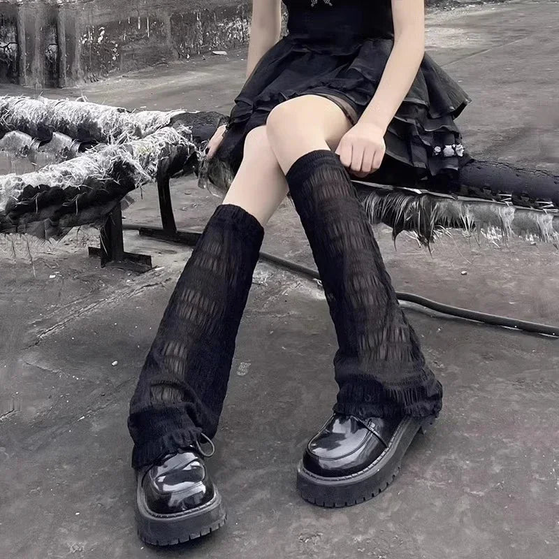 Lace Mesh Japanese-Style Y2K Leg Warmers