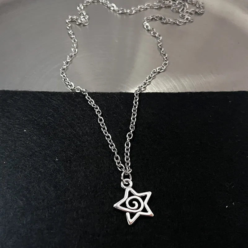 Y2K Fire Heart & Teeth Pendant Necklace
