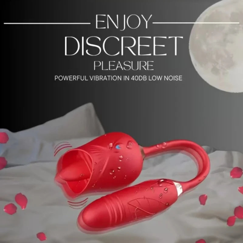 Rose Sucking Thrusting Dildo Vibrator Clitoral Nipple Stimulator G-Spot Massager Rechargeable Sex Toy for Women Couples