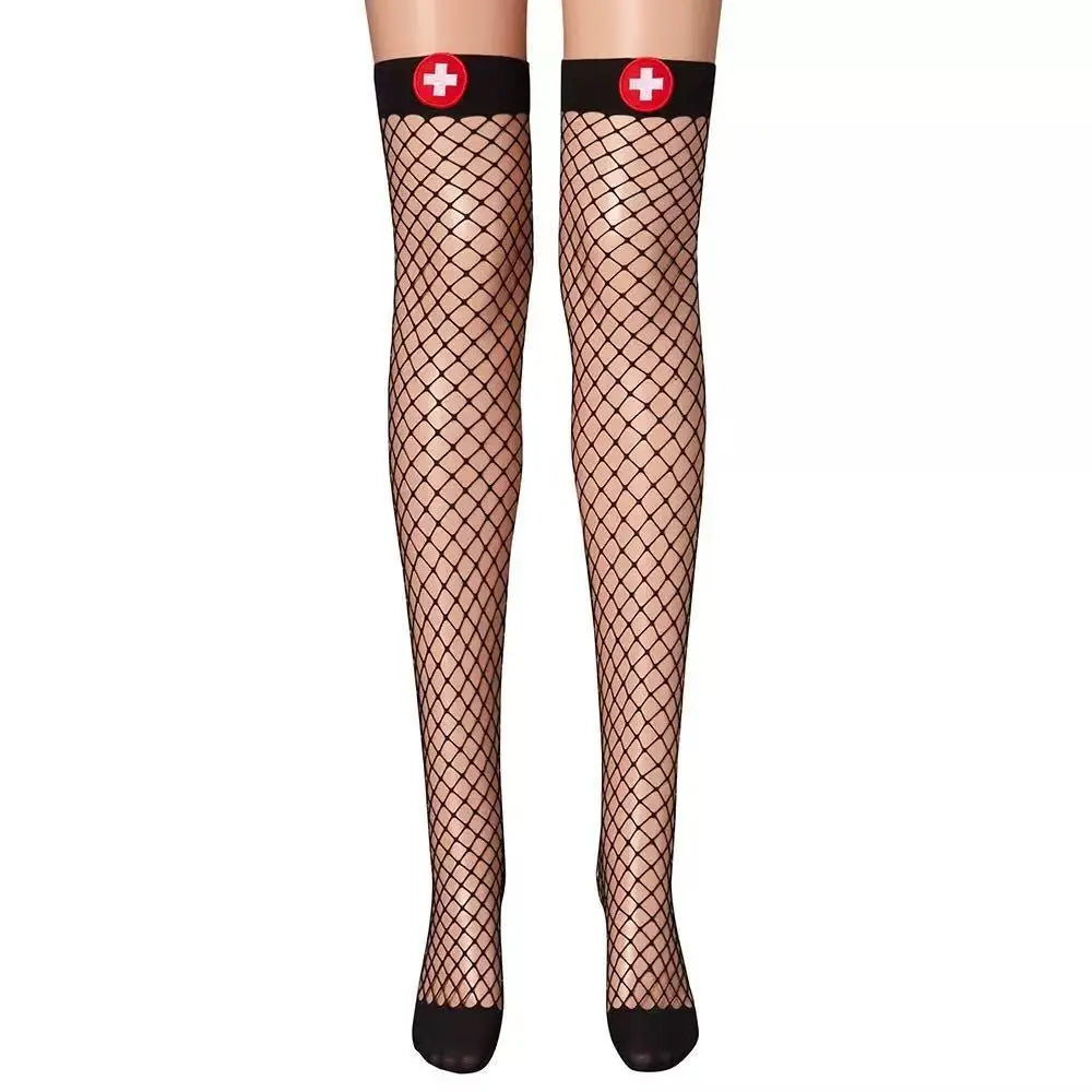 Lolita Thigh High Stockings Cute Red Bow JK Knee High Socks Fishnet Stocking Women Nurse Cosplay Thigh High Socks Women Stocking