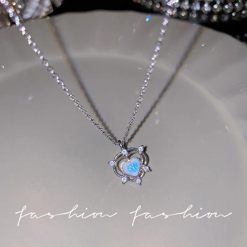 Crystal Bow, Angel Wings & Heart Necklace