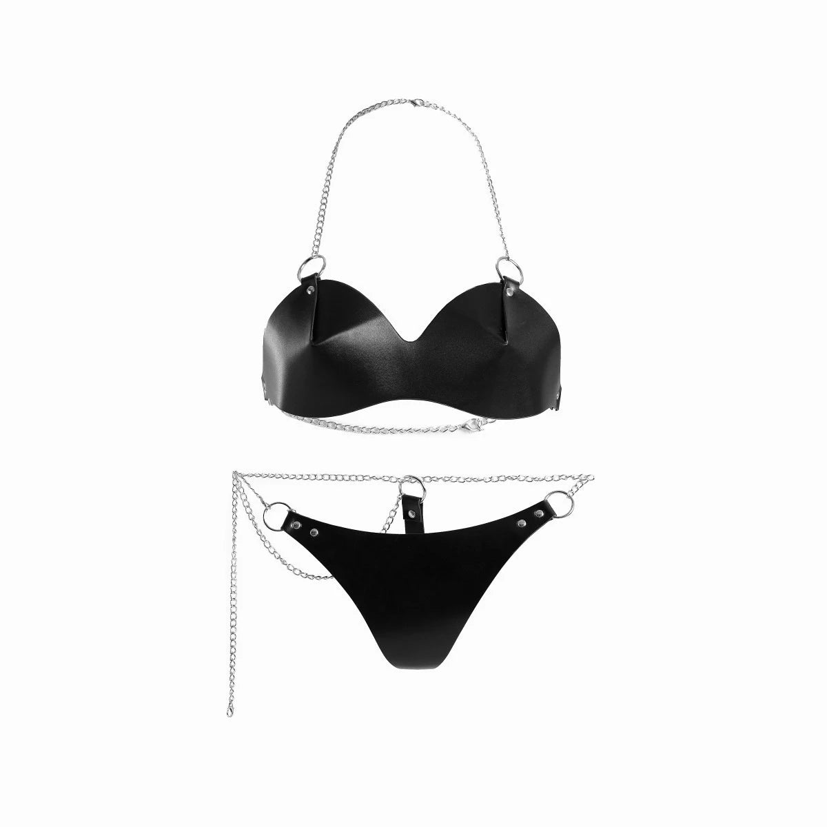 Sexy lingerie set for women, adjustable PU leather material, women's erotic set