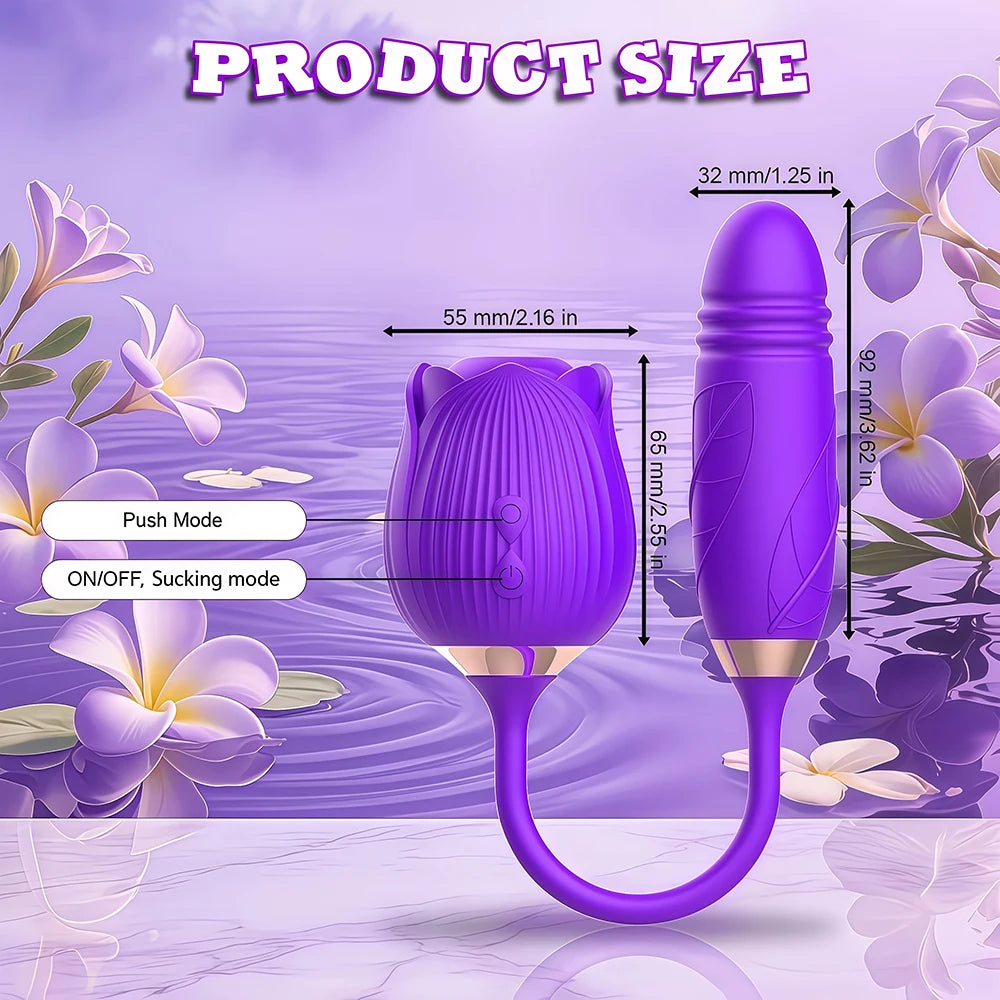 Rose Vibrator Toy for Women Clitoral Sucking Vibrator G-spot Thrusting Dildo Clit Nipple Sucker Vibrater Female Couple Sex Toys