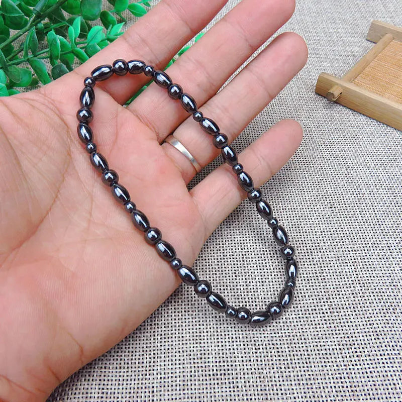 Lose Weight Girl Women Men Charm Magnetic Black Stone Anklet Natural Black Obsidian Magnetic Therapy Anklet Slim Hematite Anklet