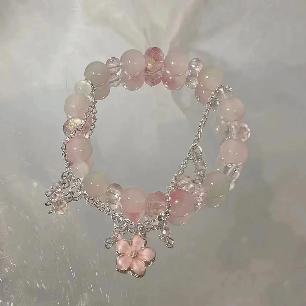 Cherry Blossom Crystal Beaded Bracelet