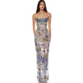 New Sexy Embroidered Bead Flower Strapless Backless Party Dress, Women's Slim Fit Waist Wearing Fishbone Party Dress Long