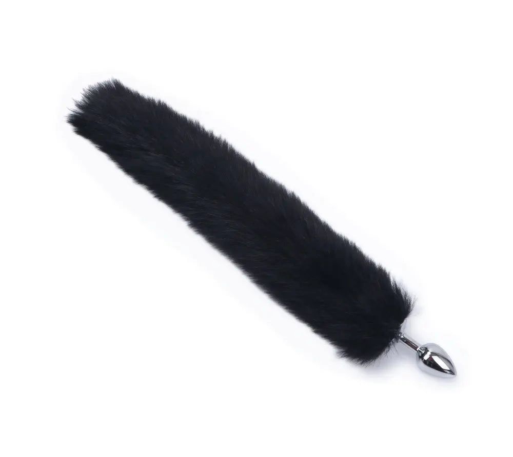 Black Wolf Fox Tail Stainless Steel Anal Plug