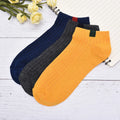 Men 10 color woven lable Comfo rtable Cotton Sock Slippers Short Ankle Socks