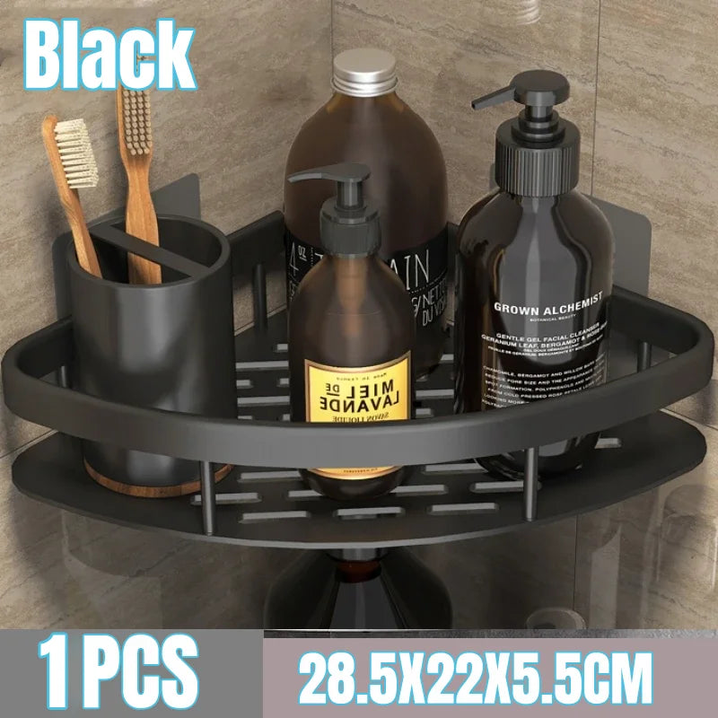 Aluminum No-Drill Shower Storage Shelf