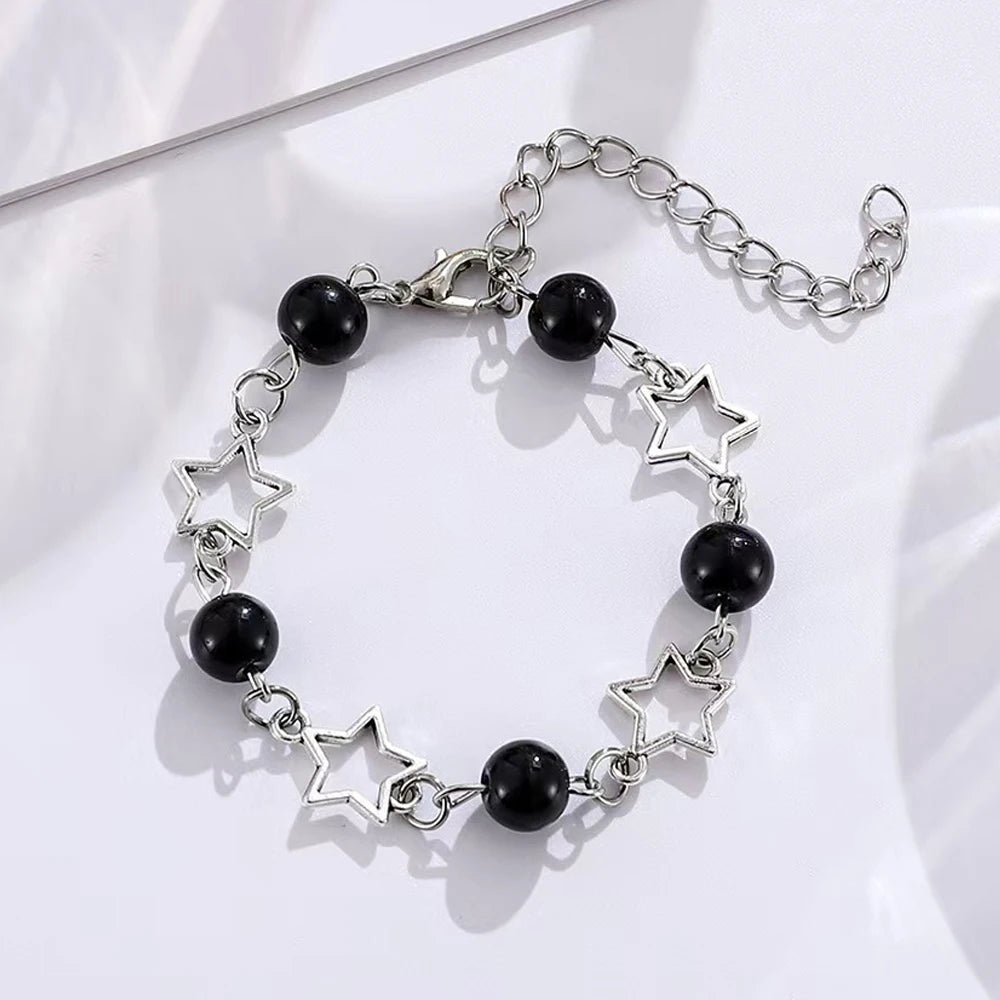 Vintage Punk Star Bead Chain Bracelet