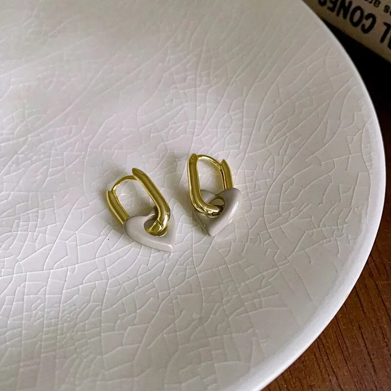 Red Heart Hoop Earrings