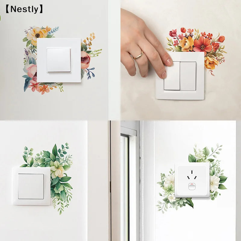 Romantic Flower Light Switch Wall Stickers