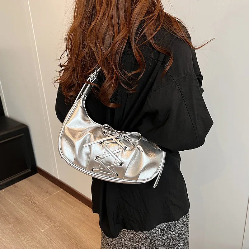 Y2K Shiny Bow Shoulder Bag