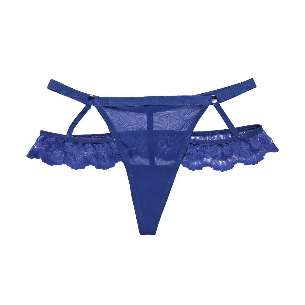 Lingerie Thin Strap Lace Panties Thong Hollow Underwear for Women Transparent Low Waist Mesh Lace Briefs Comfortable