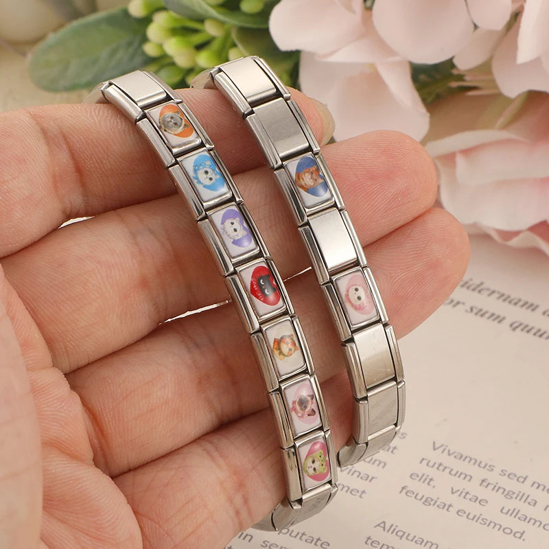 Cat Head Italian Charm Bracelet – 9mm Links