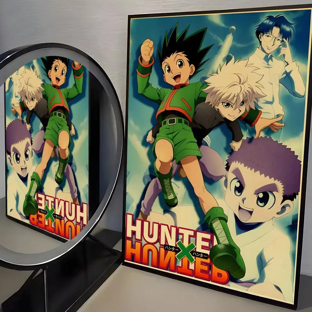 Anime H-Hunter X Hunter Poster Stickers Mural Painting Self-Adhesive Wall Decals for Bedroom Living Room Home HD Decor Gift