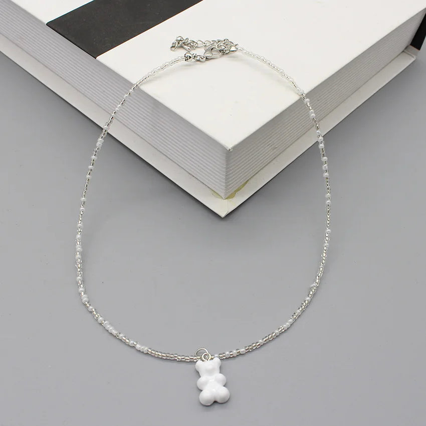 Women's Colorful Seed-Bead Gummy Choker Necklace