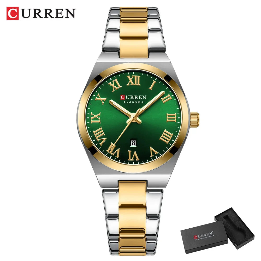 Women's Silver Stainless Steel Date Dress Watch