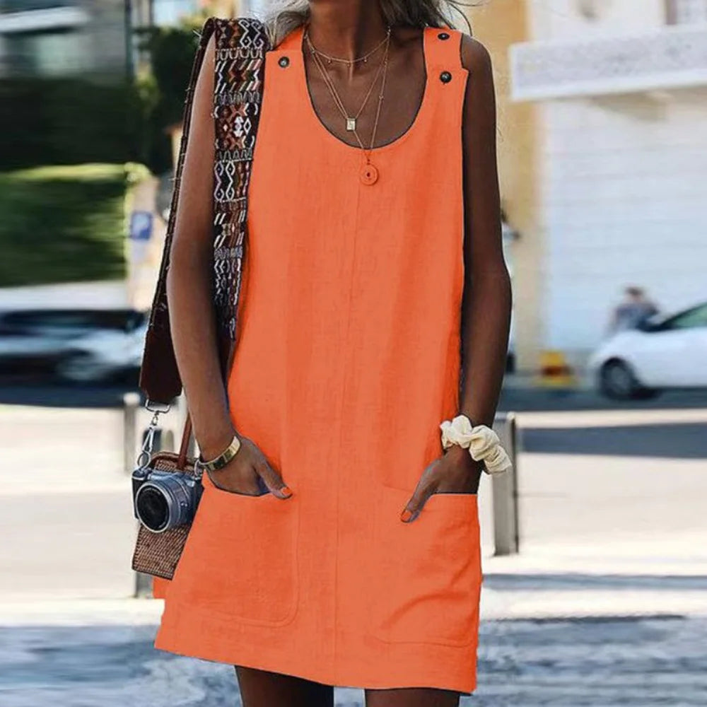 Women's Cotton-Linen Vintage Summer Dress