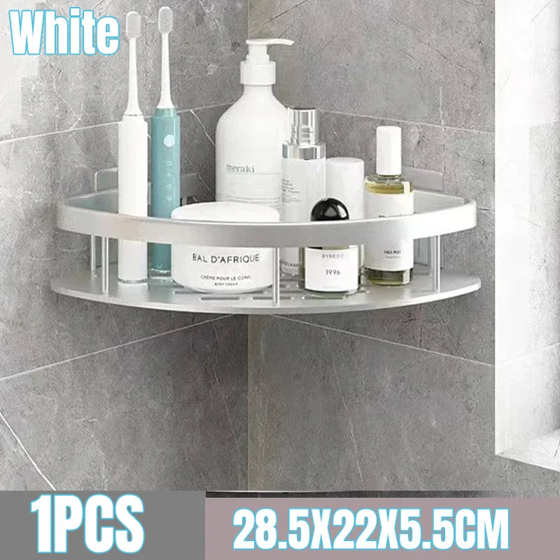Aluminum No-Drill Shower Storage Shelf
