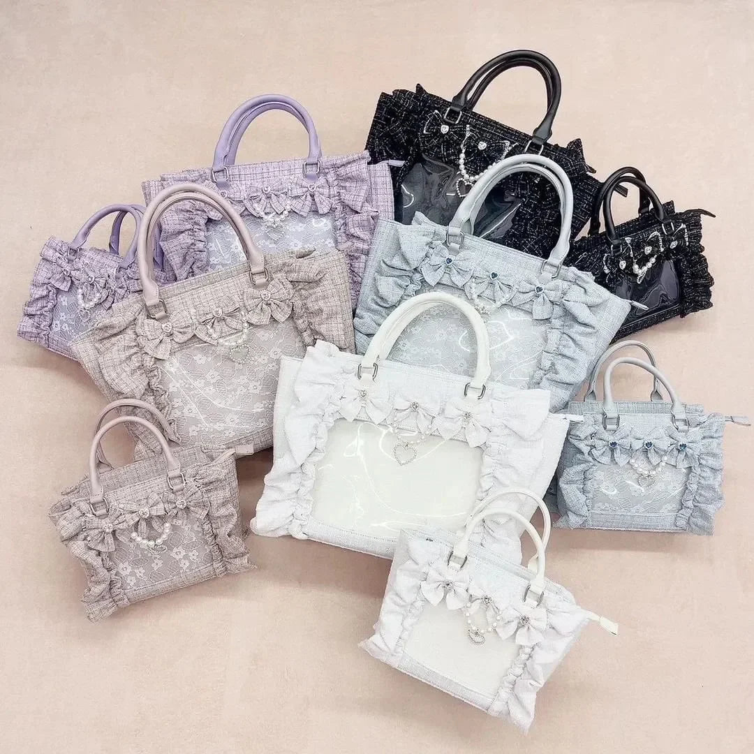 Ruffle Bow Transparent Ita Bag