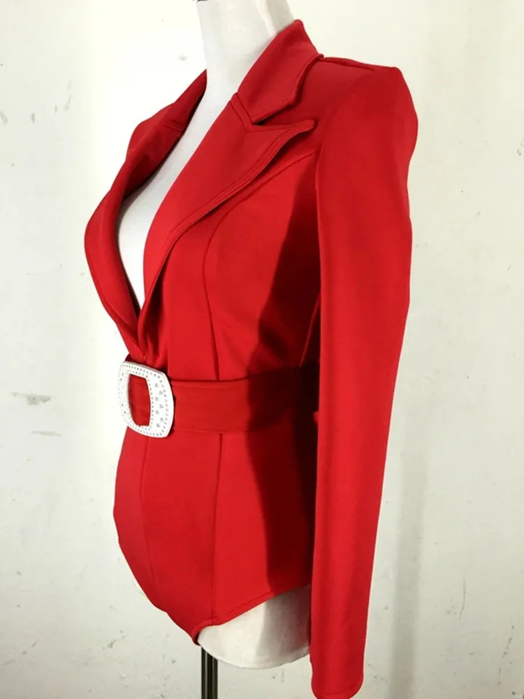 Sexy V-neck Long Sleeve Bodysuit Female Jazz Dancer Catsuit Stage Wear Nightclub DJ Singer Dance Team Show Performance Costume