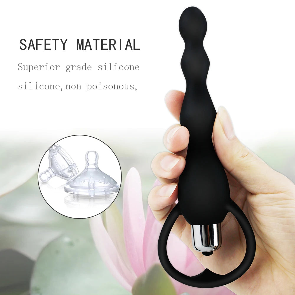 Long Silicone Vibrating Anal Beads
