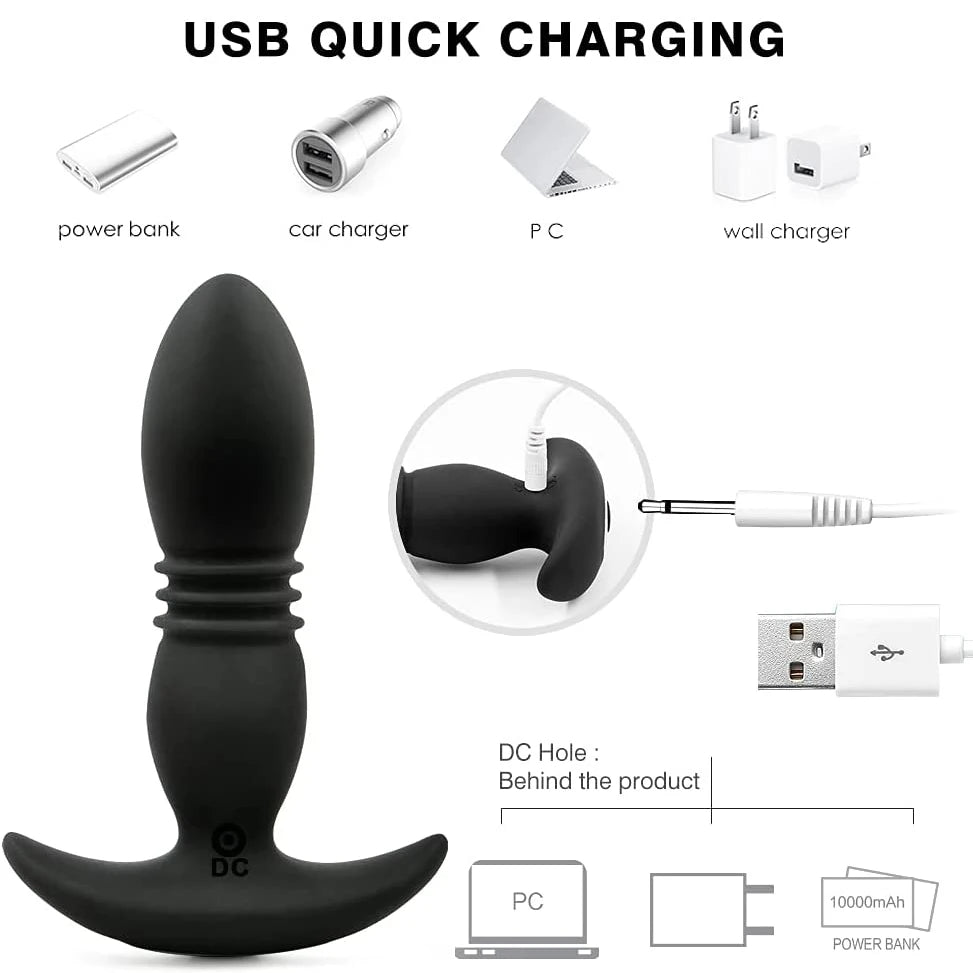 Wireless Remote Telescopic Vibrating Anal Plug