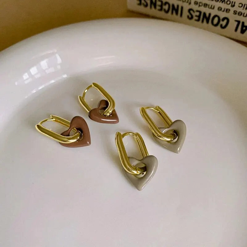 Red Heart Hoop Earrings
