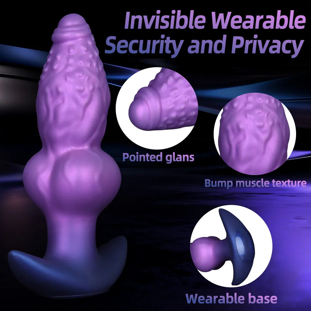 Textured Silicone Anal Plug with Flared Base