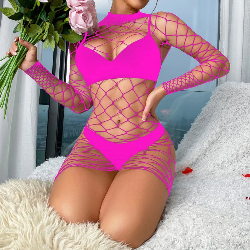 Women's Fishnet Bodycon Cover-Up Dress