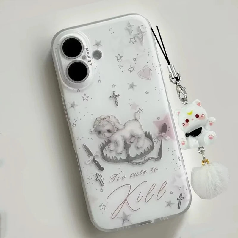 Cute Grey Lamb Phone Case for iPhone