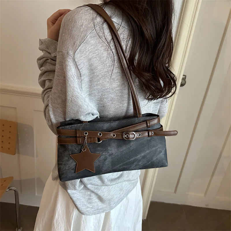 Vintage Tie-Dye Baguette Shoulder Bag