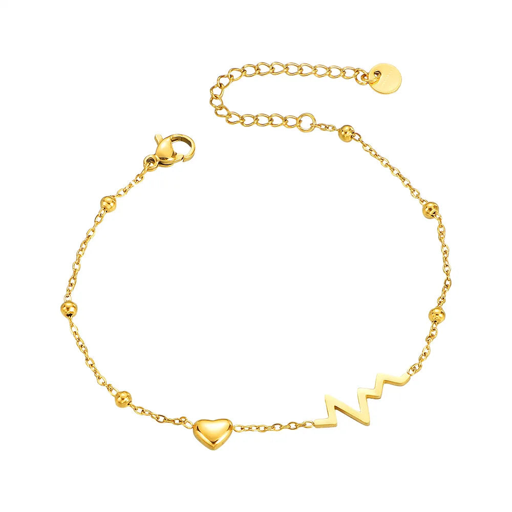 New Korean Fashion Electrocardiogram Heart Shaped Anklets for Women Charm Design Sexy Summer Jewelry Creative Footy Chain Gifts
