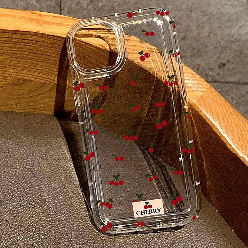 Cherry Print Clear TPU Phone Case for iPhone