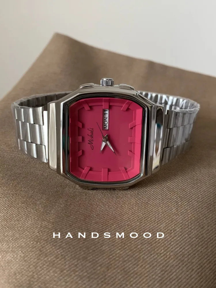 Stainless Steel Women's Watch Exquisite Square Quartz Watch Calendar Waterproof Bracelet Fashion Elegant Women's Watch