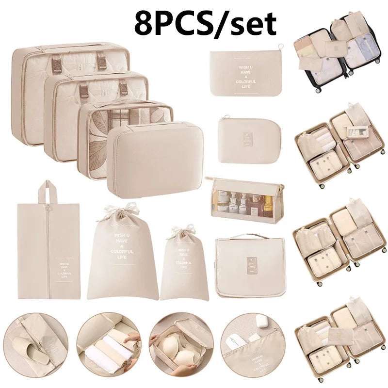 8-Piece Waterproof Travel Packing Cube Set