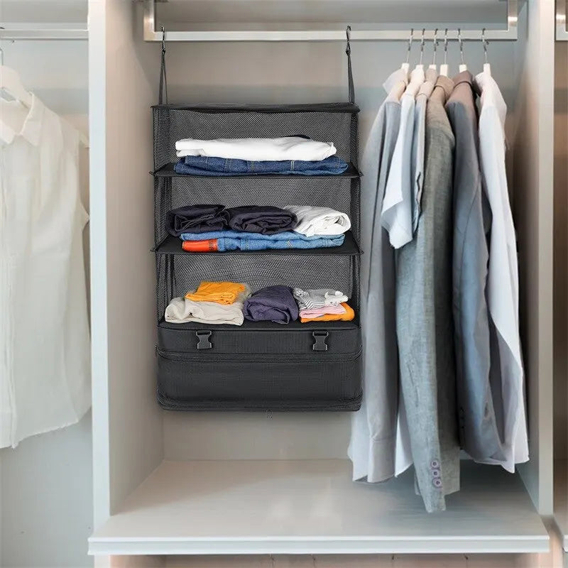 Hanging Travel Packing Organizer with Laundry Compartment